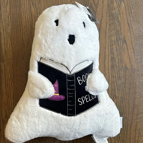 Martha Stewart Ghost Pillow with Book of Spells— white and black - Picture 1 of 6